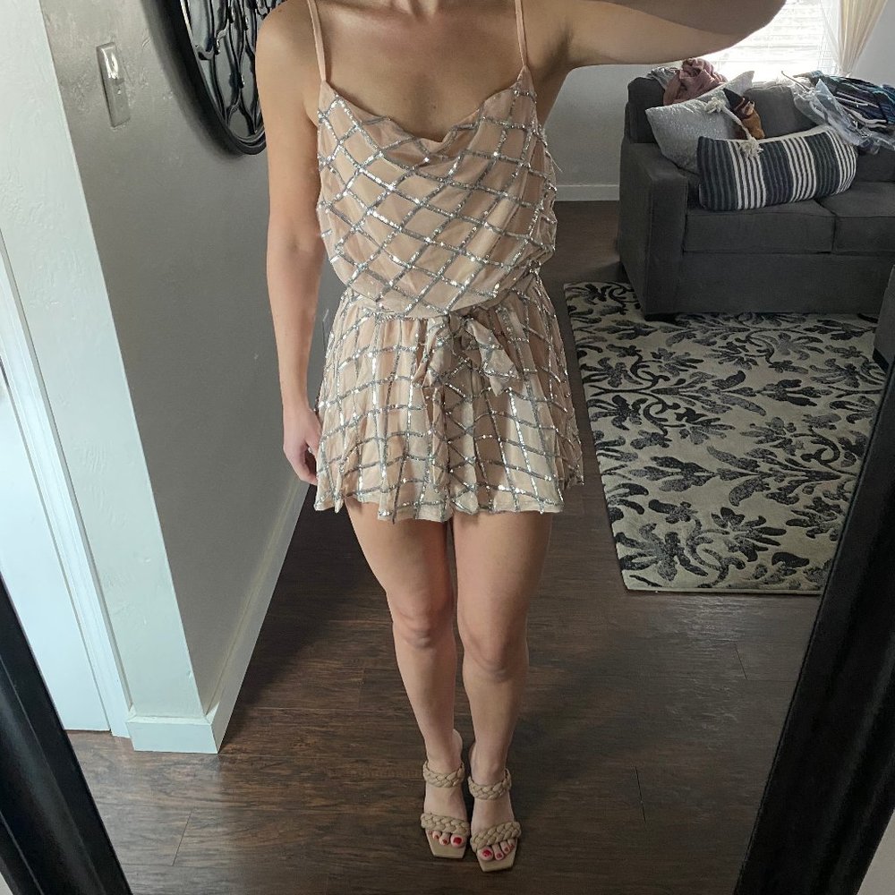 VICI Marquee Sequin Tie Romper